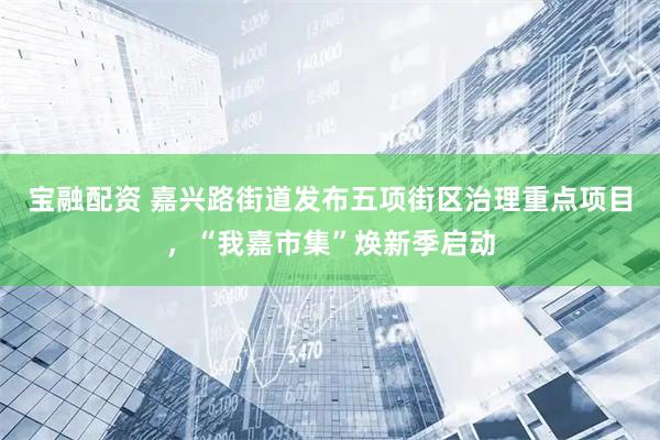 宝融配资 嘉兴路街道发布五项街区治理重点项目，“我嘉市集”焕新季启动